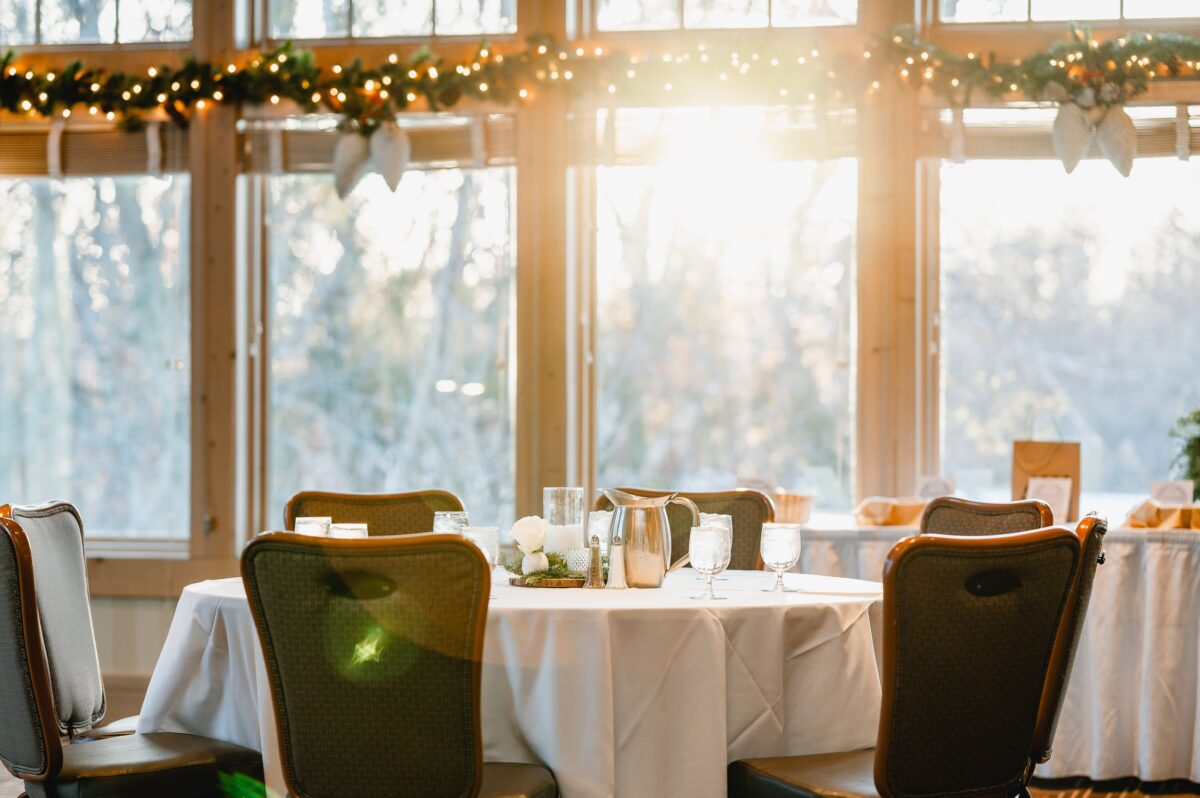 Festive dining setup at bunker hills