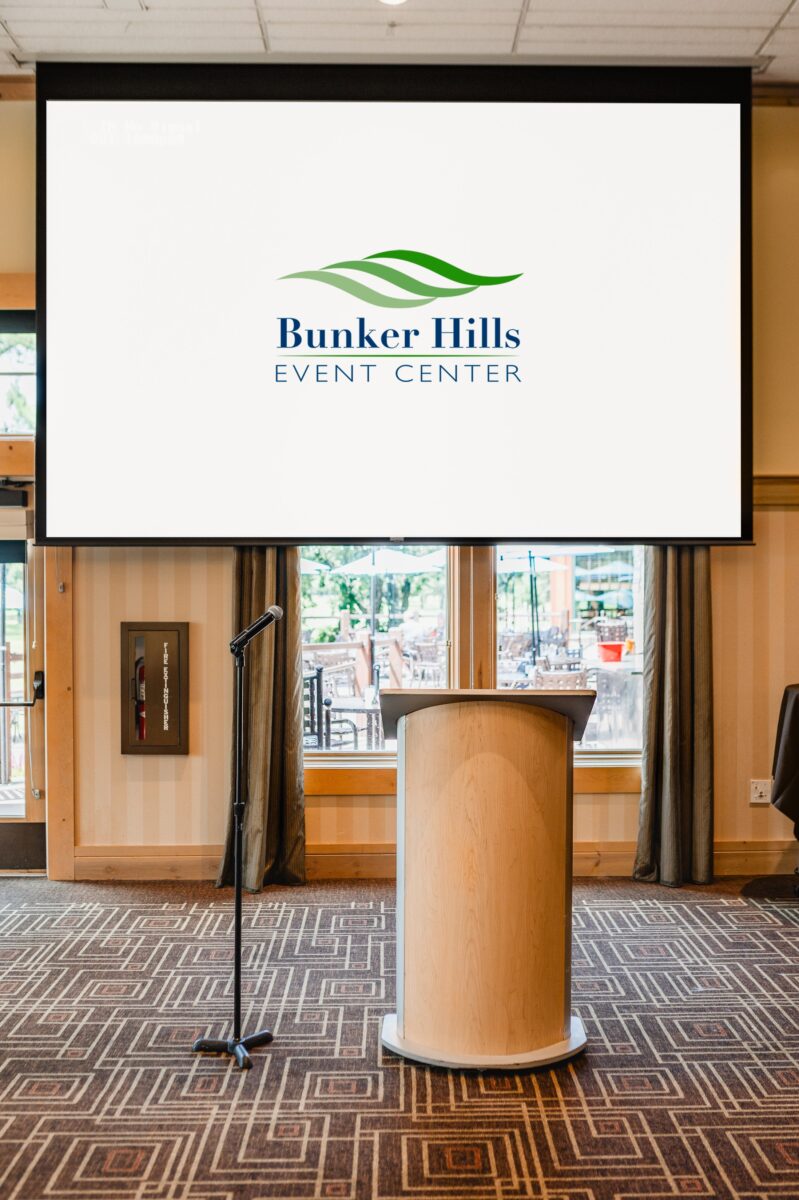 Bunker Hills Event Center podium and projector