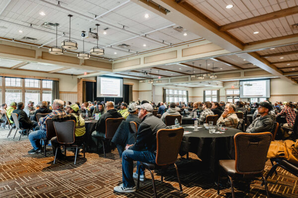 people gathered for a meeting in the Grand Ballroom at Bunker Hills Event Center