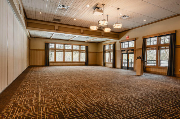 presentation podium in the North Ballroom at Bunker Hills Event Center