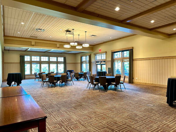 tables and seating in the North Ballroom at Bunker Hills Event Center