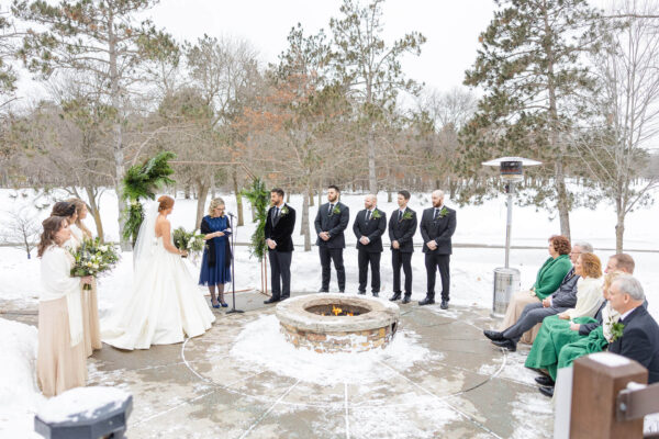 Outdoor wedding ceremony in a snow
